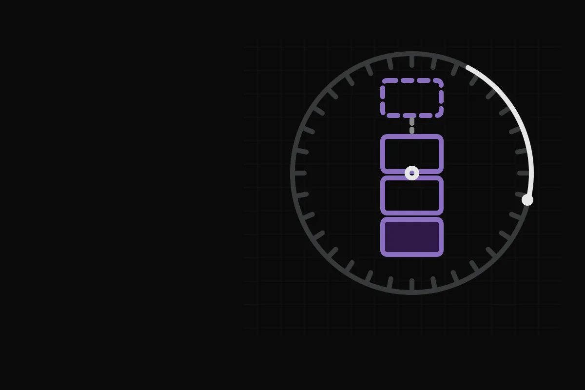 Cost support inside a live bid cycle card graphic: a segmented cost column assembling inside a countdown ring